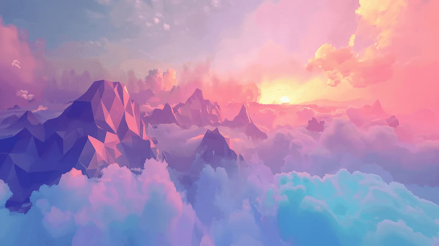 Dreamflyer concept art showing a first-person view of meditative dream-flight over a stylized landscape